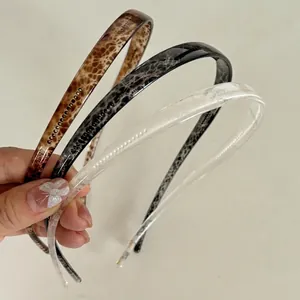 Three-piece non-slip resin headband set in tortoiseshell and marble patterns for women