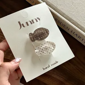 Simpatici Fermagli per Capelli in Acrilico a Forma di Pesce a Pois Fatti a Mano Marrone Bianco Mini Forcine per Bambini Ragazze Gioielli