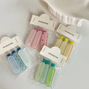 Ensemble de barrettes à cheveux à carreaux et nœuds en gelée aux couleurs pastel