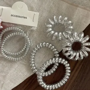 Metallic Resin Spiral Telephone Wire Hair Ties Set Fashion Elastic No Crease Hair Rings Headband For Women Hair Accessories