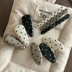 Französischer Vintage Punktmuster Acryl Haarklammer Retro Geometrisch Seitenclip Für Damen Pony Barrette Elegantes Kopfschmuck