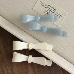 Elegant mint blue and beige acetate butterfly hair clips for women daily styling accessory