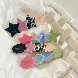 Bunte Acetat Haarklammern Set Stern und Wolke für Damen in eleganter weißer Anzeige