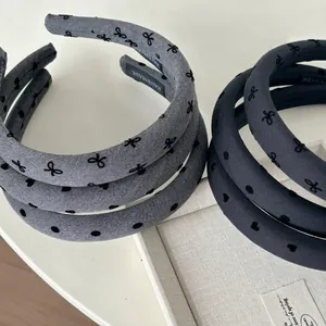 Women Fashion Simple Padded Headband Fabric Heart Polka Dot Bow Hair Band Elegant Heightening Skull Top Hair Accessories