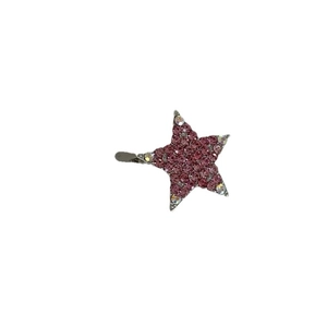 Magnetische Haarspange als rosa Stern mit glitzernden Strasssteinen für Damen