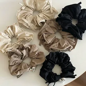 French Style Elegant Satin Scrunchie For Women Fashion Hair Tie With Heart Pendant Bow Hair Accessory Elegant Headwear