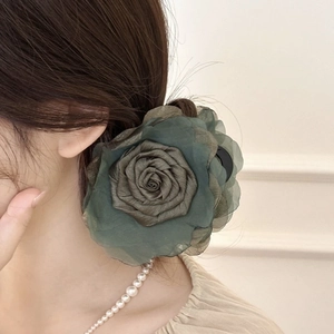 Handmade Mesh Flower Hair Clip Shark Clip For Women Vintage Elegant Floral Hair Tie Scrunchie Hair Accessories
