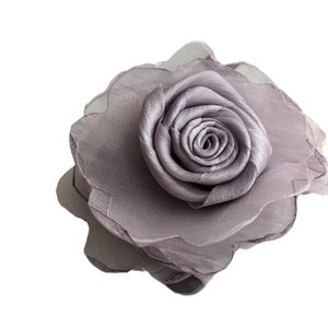 Elegant dusty rose mesh flower hair clip in soft lavender purple for women