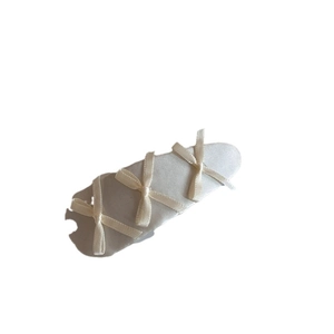 Elegant cream balletcore hair clip featuring three layered satin ribbon bows for women