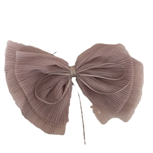 Elegant purple pleated tulle bow hair clip with layered mesh texture for women