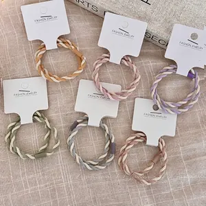 High Elasticity Twisted Braided Hair Ties For Women Creamy Morandi Color Spiral Hair Rings Ponytail Holder Hair Accessories