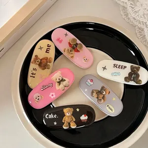 Simpatici Fermagli per Capelli in Acrilico con Orsetto per Donna Ragazze Clip Ovali a Becco d'Anatra Accessori per Capelli in Stile Y2K
