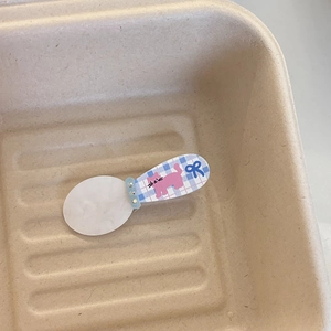 Barrette à cheveux japonaise en acrylique avec motif à carreaux bleus et décor chat