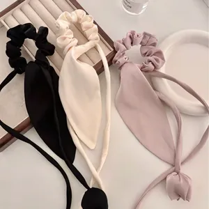 Fatto a Mano Tessuto Tulipano Elastico per Capelli Con Lunghi Nastri Ciondolo Fiore 3D Eleganti Elastici Donna Accessori Moda