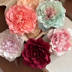 Resort style red peony flower hair clip for beach sunset photography accessories