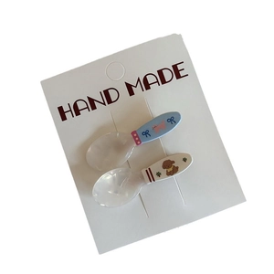 Lot de 2 barrettes à cheveux créatives en forme de cuillère avec motifs de chat et chien