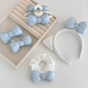 Mode Süße Blaue Stoffschleife Haarklammer Für Damen Handgefertigte Große Bandschleife Haarkralle Kopfschmuck Accessoires