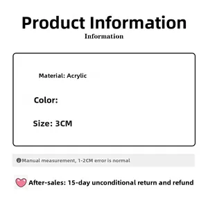 Detaillierte Spezifikationstabelle für 3cm Acryl-Schleifenclips mit Größenangaben