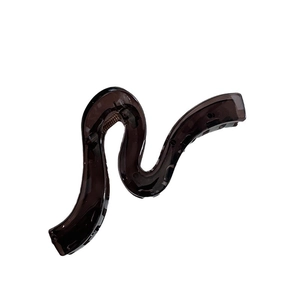 Minimalist dark brown wave hair claw clip in translucent acrylic with glossy finish