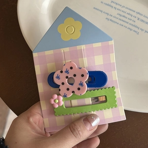Ensemble de barrettes à fleurs de dessin animé avec pois bleus et épingles vertes