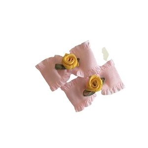 Lot de deux barrettes à cheveux rose avec nœud et rose faite main pour enfant