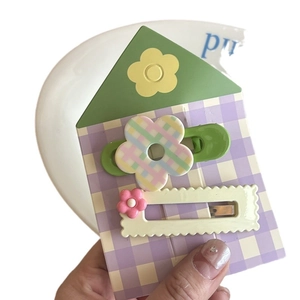 Lot de barrettes à fleurs mignonnes avec ours et lapin sur carte décorative