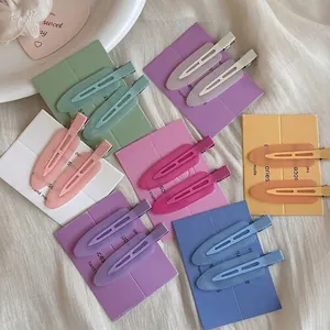 Set of pastel macaron color seamless hair clips in matte finish for girls hair styling