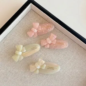 Elegant Acetate Bow Hair Clip French Handmade Marble Pattern Duckbill Clip For Women Daily Fashion Hair Accessories