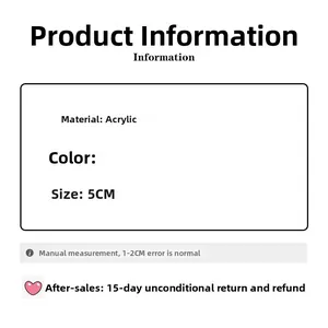 Detailed product specifications showing 5CM size and high-quality acrylic material details