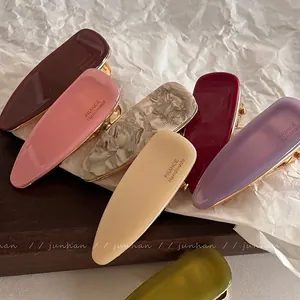 France Handmade Cellulose Acetate Duckbill Hair Clip Minimalist Candy Color Teardrop Triangular Hairpin For Women French Style