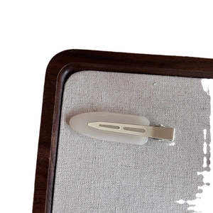 Minimalist matte cream acrylic hair clip for women with silver metal duckbill base