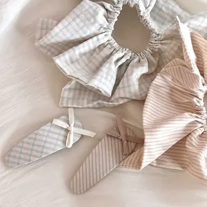 Pince à Cheveux à Nœud à Carreaux et Rayures de Style Coréen et Chouchou en Tissu Élégant pour Femmes Accessoires
