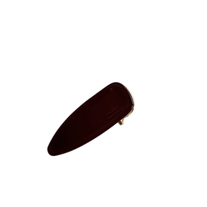 Deep brown acetate hair clip with gold metal base and France Handmade text engraving