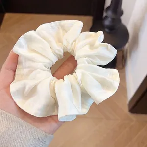 Grands Scrunchies en Satin de Style Français Élégants pour Femmes Couleur Unie Élastiques à Cheveux à Volants Accessoires