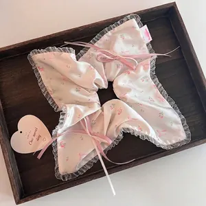 Chouchous Larges Doux Coréens Fait Main Avec Ruban Nœud Papillon En Dentelle Motif Floral Élastique Cheveux De Rêve Accessoires Cheveux Femme