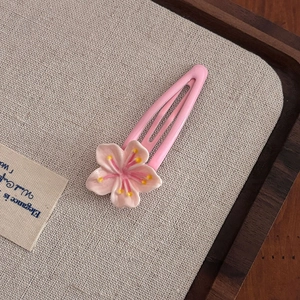Barrette à cheveux BB fleur de cerisier rose avec décoration florale pour filles