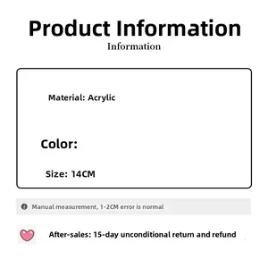 Size specifications card for brown acrylic pearl hair claw showing 14cm length detail