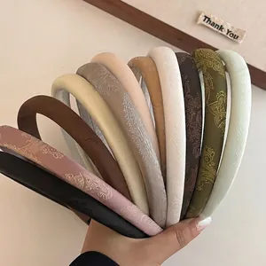 Serre-têtes éponges à motifs gaufrés rétro en 10 couleurs élégantes pour femmes