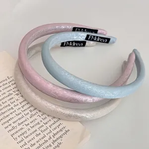 Cerchietto Imbottito in Raso Perla Artificialto Stile Coreano per Donna Fascia per Capelli in Tessuto Glitterato Cerchietto per Capelli alla Moda