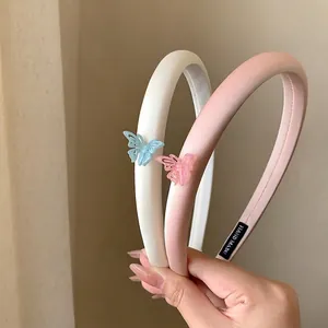 Neuer Chinesischer Stil Schmetterling Stirnband Für Damen High Cranial Top Dünner Stoff Haarband Handgefertigt Süße Mode Haarschmuck