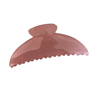 Pince à cheveux rose translucide en forme de croissant en résine durable