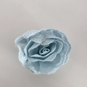 3D mint blue lace flower hair claw clip with multi-layer embroidery for women