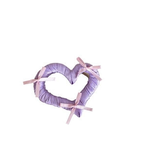 Elegante molletta per capelli a cuore in raso viola con fiocchi rosa per acconciature