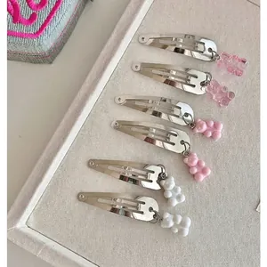 Schattige Gummybeer Hanger Haarclip Zilveren Metalen Snapclip Zoete Hars Beer Zijspeld Voor Vrouwen Meisjes Mode Haaraccessoires