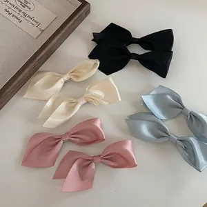 French Sweet Satin Bow Hair Clip Elegant Large Double Layer Bowknot Duckbill Clip Elegant Daily Decorative Hair Accessories For Women