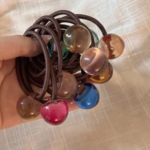 Elastici per capelli con palline colorate traslucide ad alta elasticità per donna