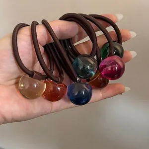 Elastici per Capelli in Acrilico Colorato Traslucido a Sfera Alta Elasticità Supporti per Coda di Cavallo Fasce per Capelli Durevoli per Donna Ragazza Accessori Capelli Quotidiani
