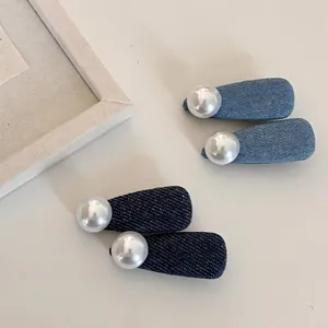 Barrettes à cheveux élégantes en jean avec perle en styles bleu clair et bleu foncé