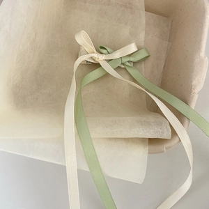 Double-layered silk ribbon bow hair clips in cream white and soft sage green