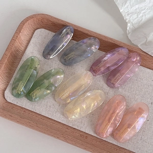 Handmade marble texture acetate hair clips set in five assorted pearlescent pastel colors